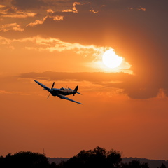Spitfire Mk. IXb MH415, Foto entstand (leider) aus zwei Bilder in Gelnhausen beim schönen Sonnenuntergang